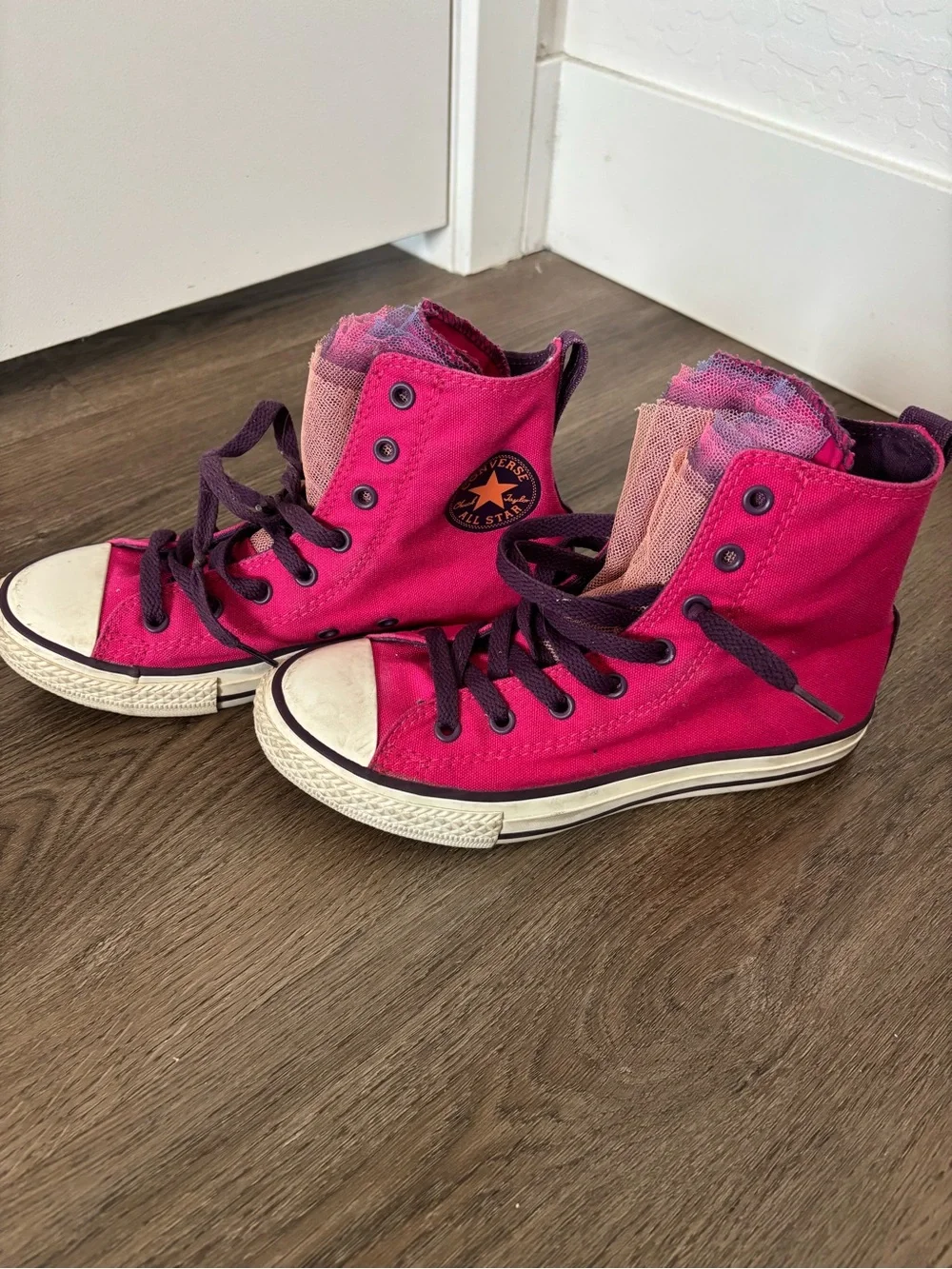 Converse All Star Chuck Taylor Purple/Pink High-Top Tutu Tulle Ruffle Sneakers